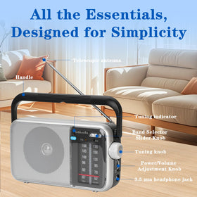 Snokauwa AM FM radio battery compartment enabling portable, outage-ready listening