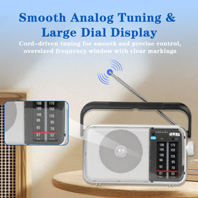 Snokauwa AM FM radio side controls for easy tuning and quick volume adjustment