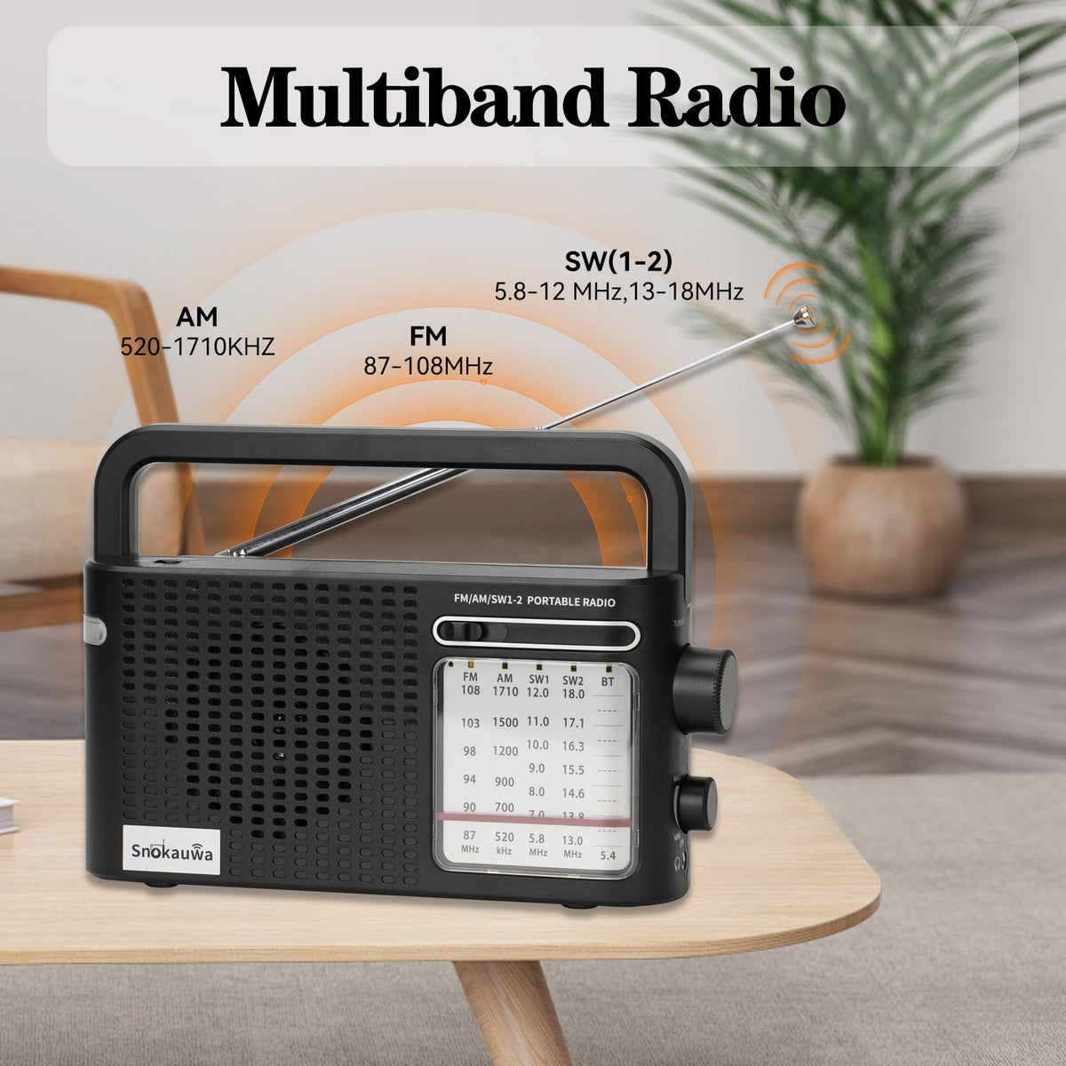 Snokauwa portable weather radio large tuning dial for intuitive tuning