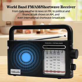Snokauwa portable weather radio side control panel with grippy knobs for simple operation