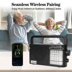 Snokauwa portable weather radio top knobs for quick power and volume control