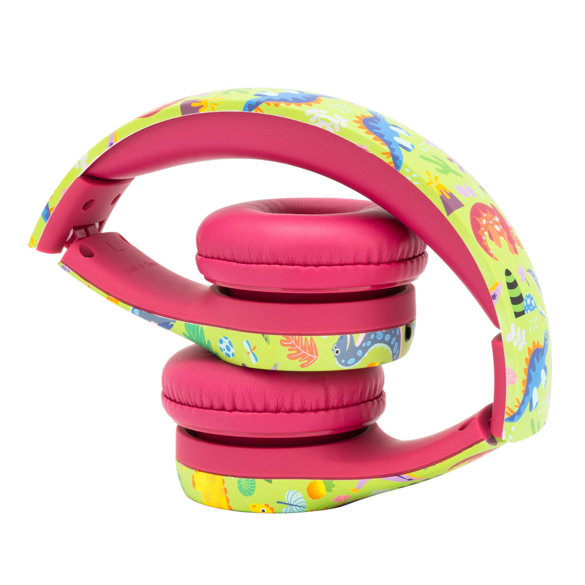 Snug Play+ dinosaurs headphones soft ear pads, comfortable listening sessions.