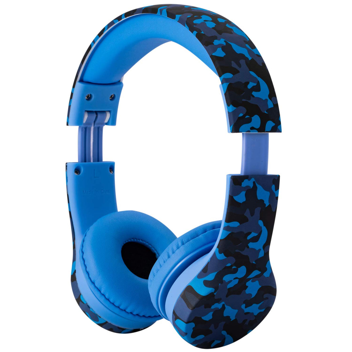 Volume-limiter feature on Snug Play+ headphones for safer listening.