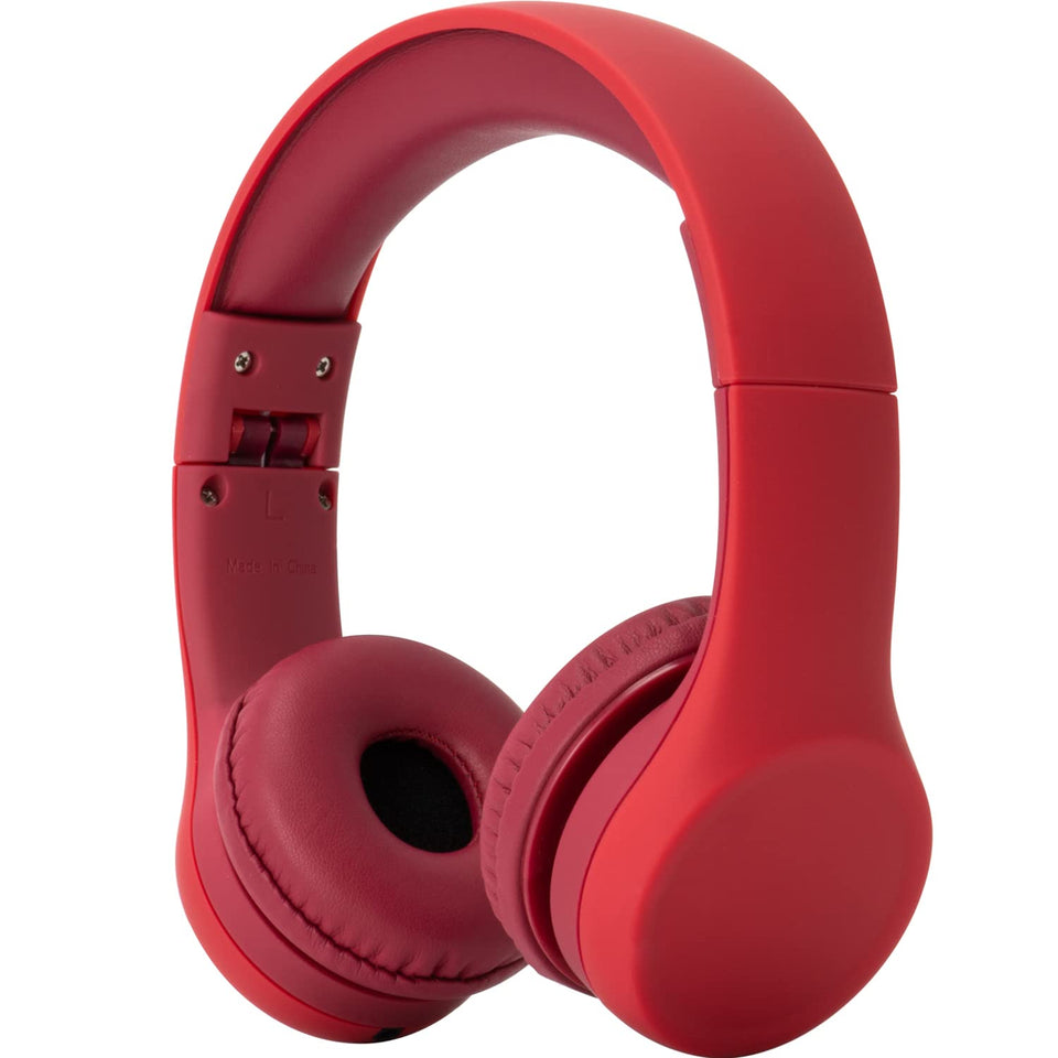 Snug Play+ kids headphones red side view showing comfortable headband for toddlers