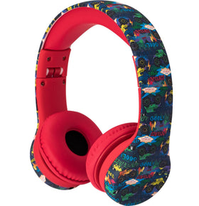 Snug Play+ Monster Trucks headphones front view, kid-friendly comfort for long listening