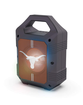 SOAR ShockBox XL front view with Texas Longhorns; compact, durable sound for gatherings.