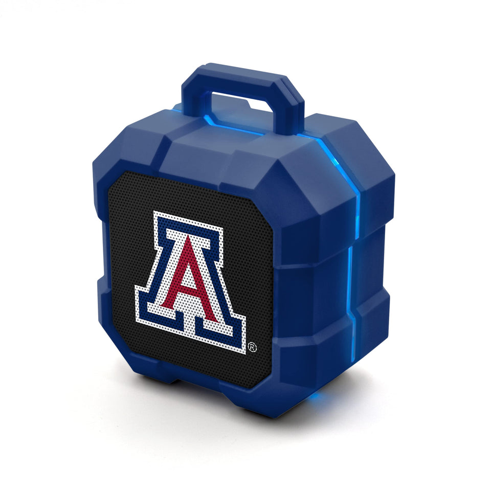 SOAR Shockbox front view showing Arizona Wildcats logo and durable grille for spirited listening