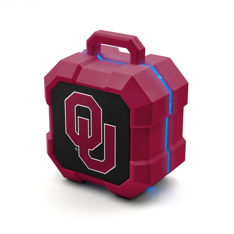 SOAR Shockbox front view with Oklahoma Sooners logo showing portable team pride
