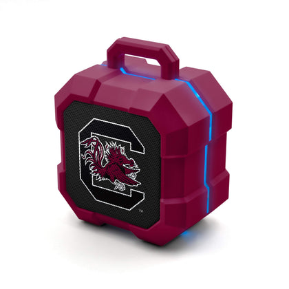 SOAR Shockbox front view with Gamecocks logo showing team pride and clear speaker grille