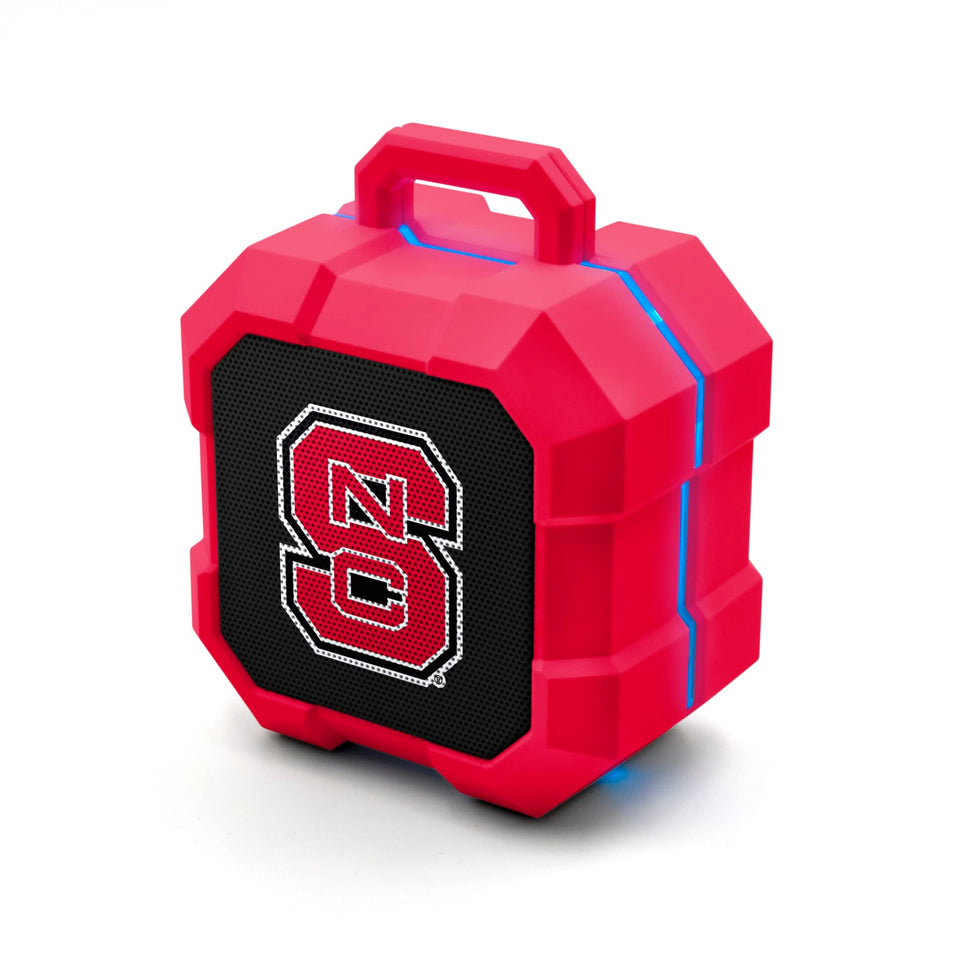 SOAR Shockbox front view with NC State Wolfpack logo showing team pride and portability