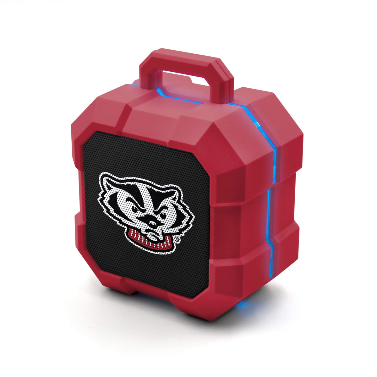 SOAR Shockbox front view with Wisconsin Badgers logo, clear team-branded sound