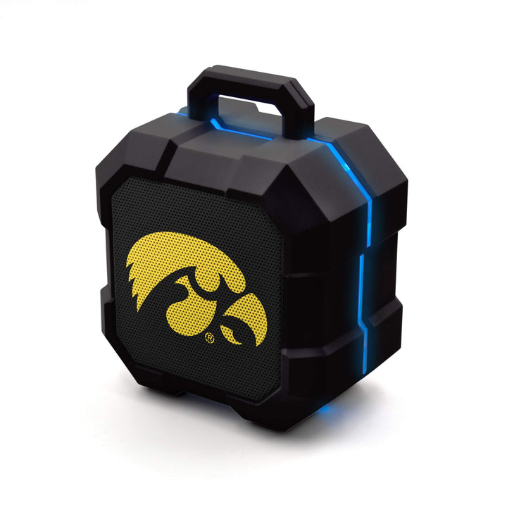 SOAR Shockbox front view showing Iowa Hawkeyes logo and portable sound