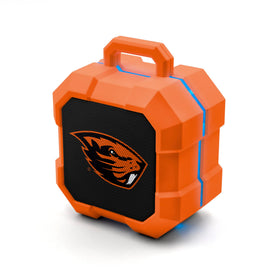 SOAR Shockbox LED Speaker front view showing portable design and team branding