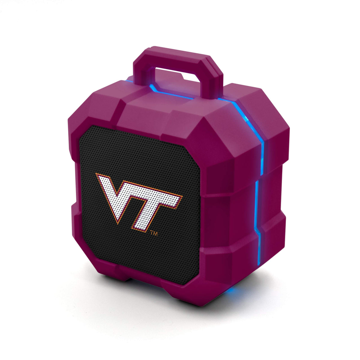 SOAR Shockbox front view showing Virginia Tech logo and durable housing for bold team sound