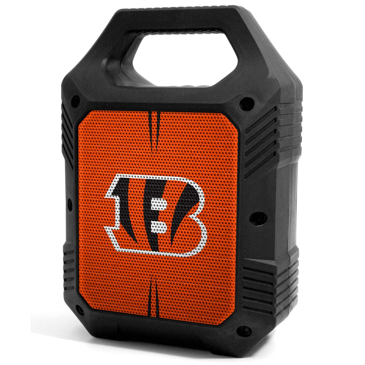 SOAR ShockBox XL front view with Bengals colors showing portable team-branded sound
