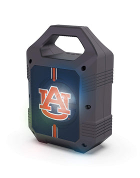 SOAR ShockBox XL front view showing Auburn Tigers logo and controls — portable team pride