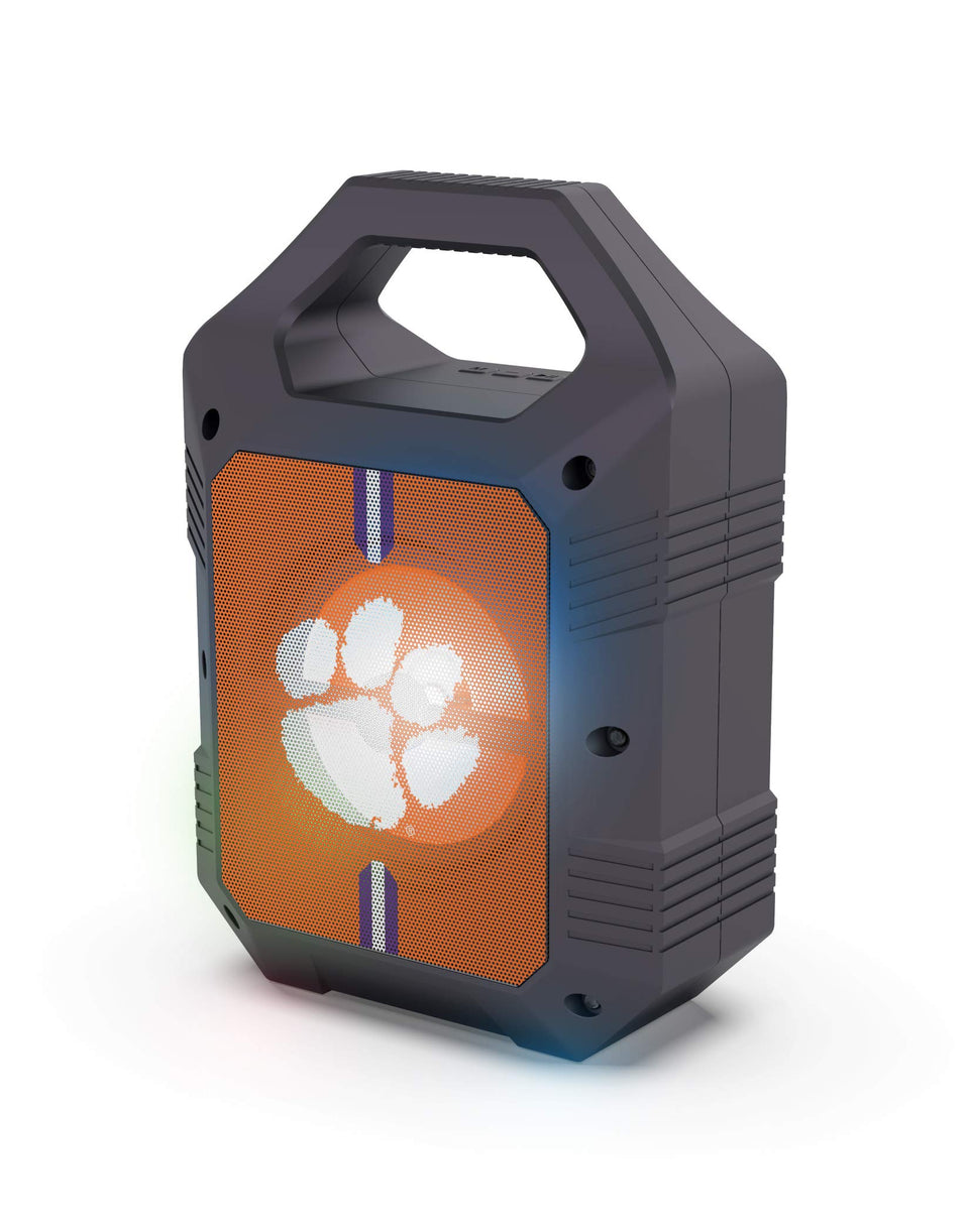 SOAR ShockBox XL front view with Clemson logo showing portability benefit