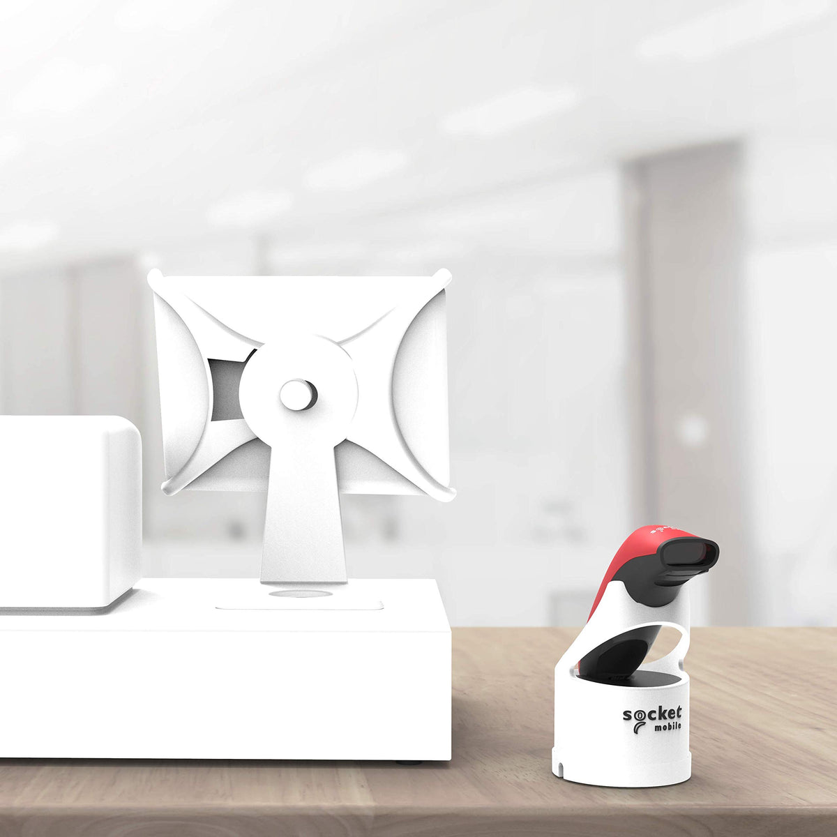 Socket Mobile dock underside showing rubber grip and screw mounts, prevents sliding and enables secure installation