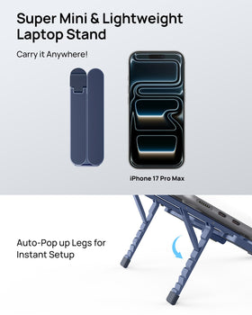 SODI height-adjustable stand offers six heights for ergonomic viewing.