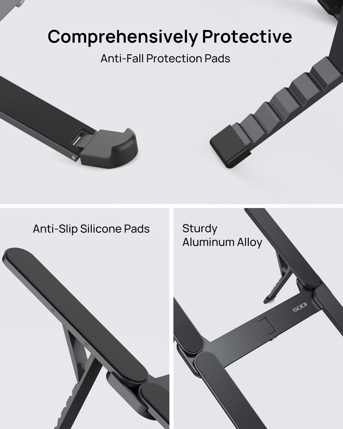 SODI open design enhances airflow, helping laptop cooling