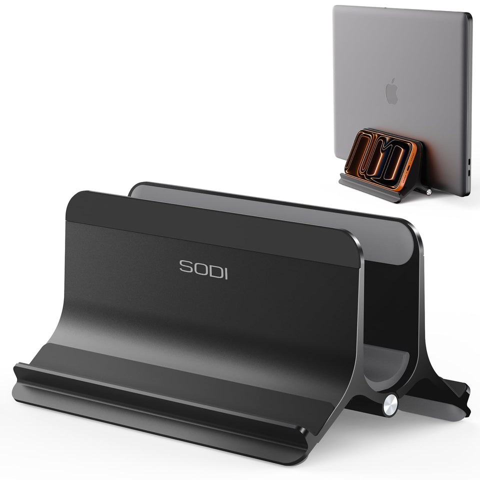 SODI front view of stand showing sleek tower design and space saving benefit