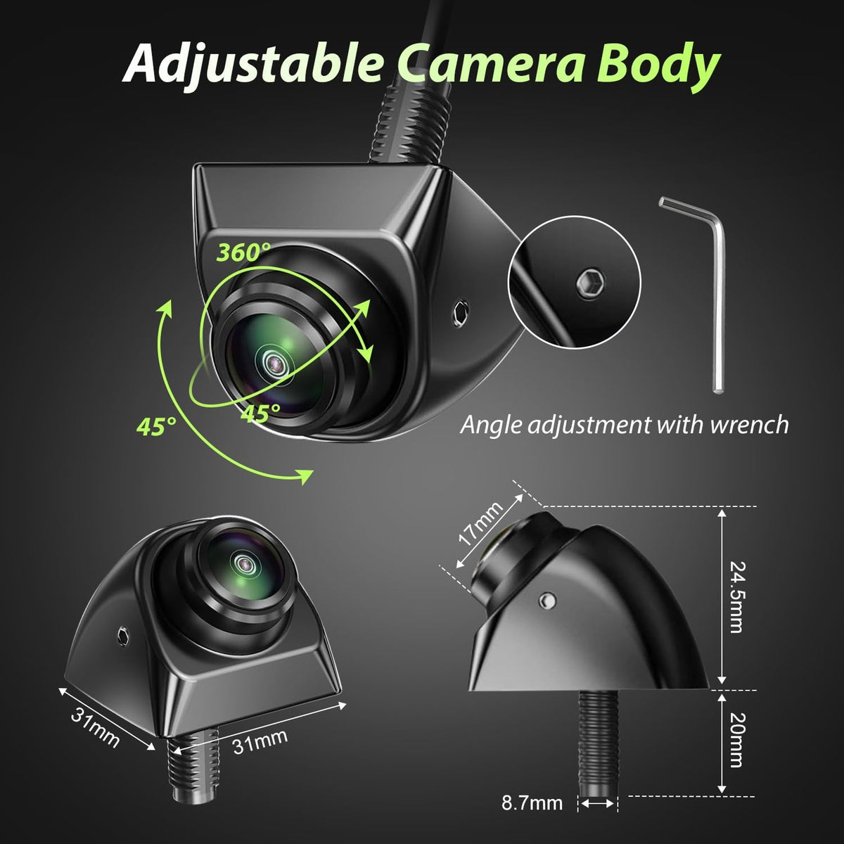 SOEKAVIA backup camera with signal switchers for front or rear view switching