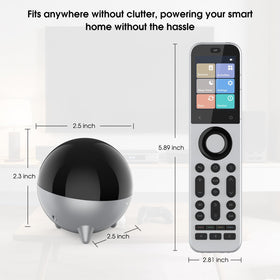 SofaBaton R1 placed inside a media cabinet enabling tidy, invisible control