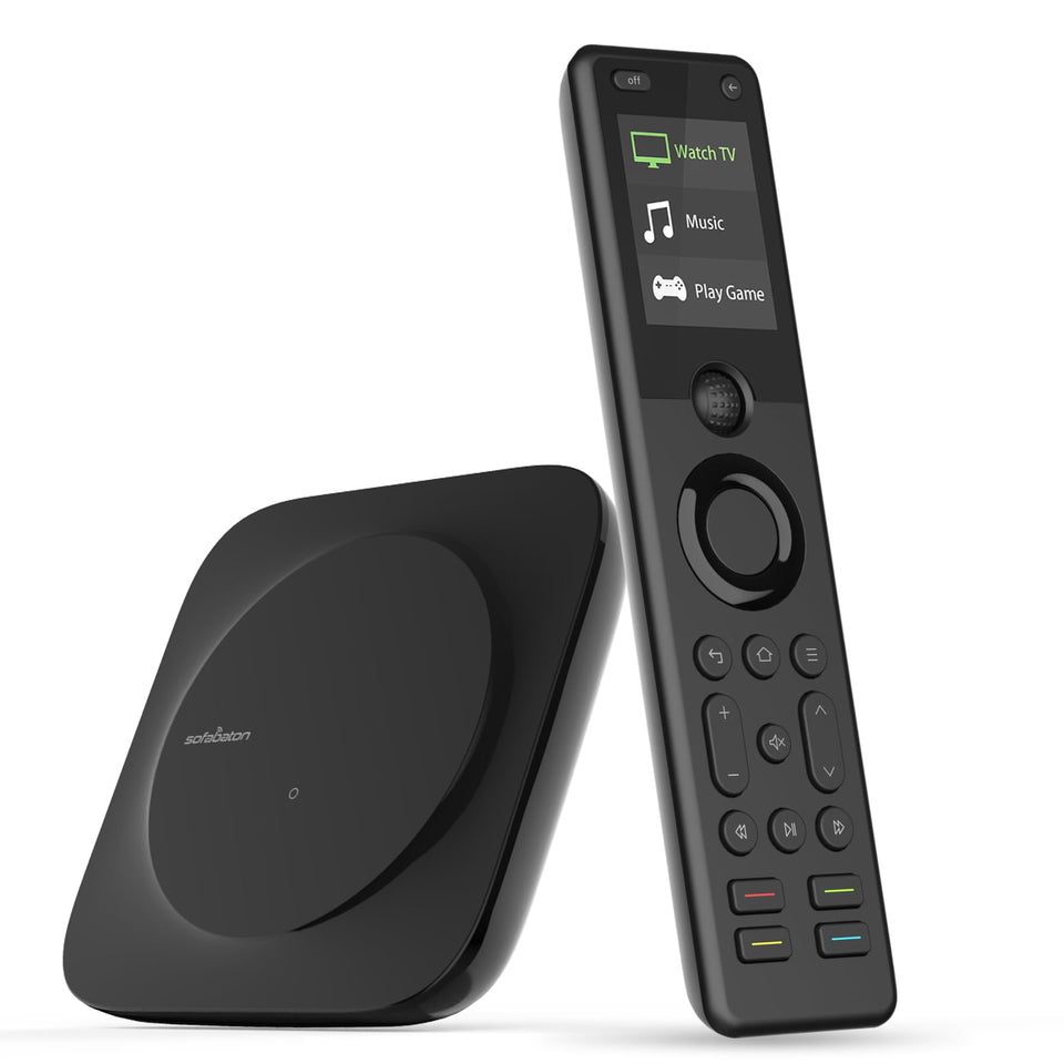 SofaBaton X1S remote with backlit buttons for easy night setup.