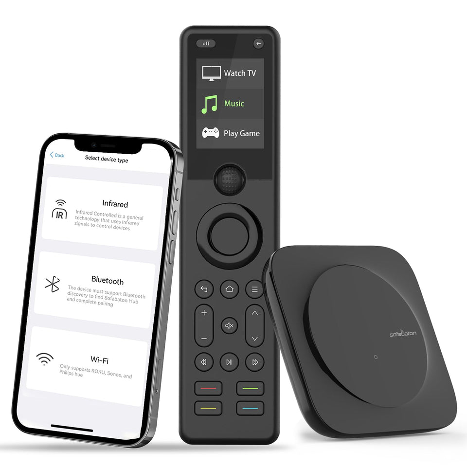 SofaBaton X1S hub setup shows universal remote control in action.