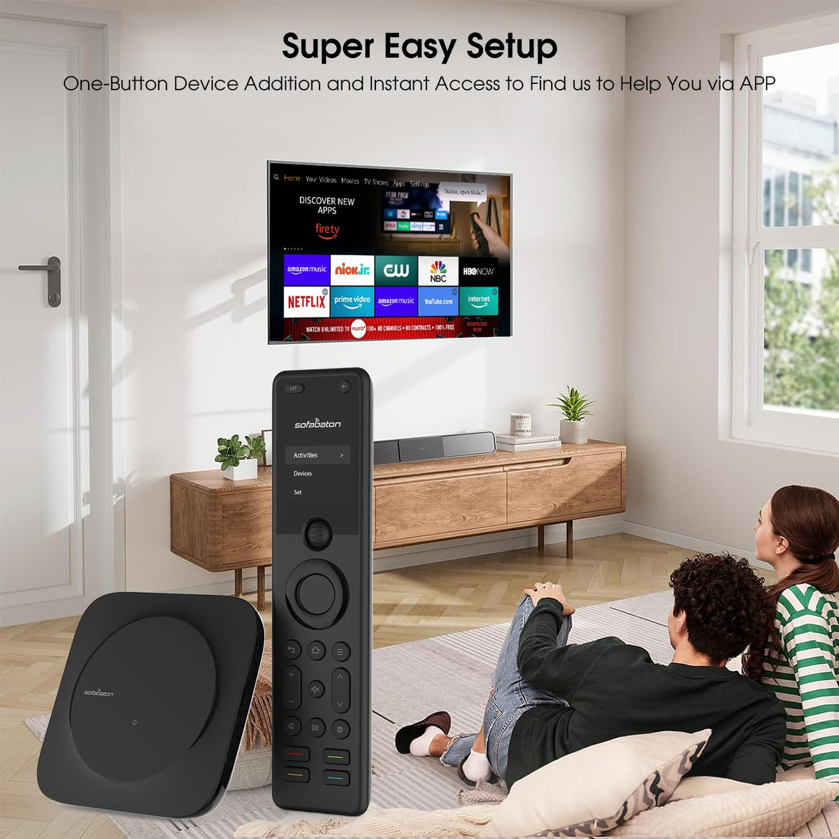 SofaBaton X1S remote in cabinet with extendable IR transmitters