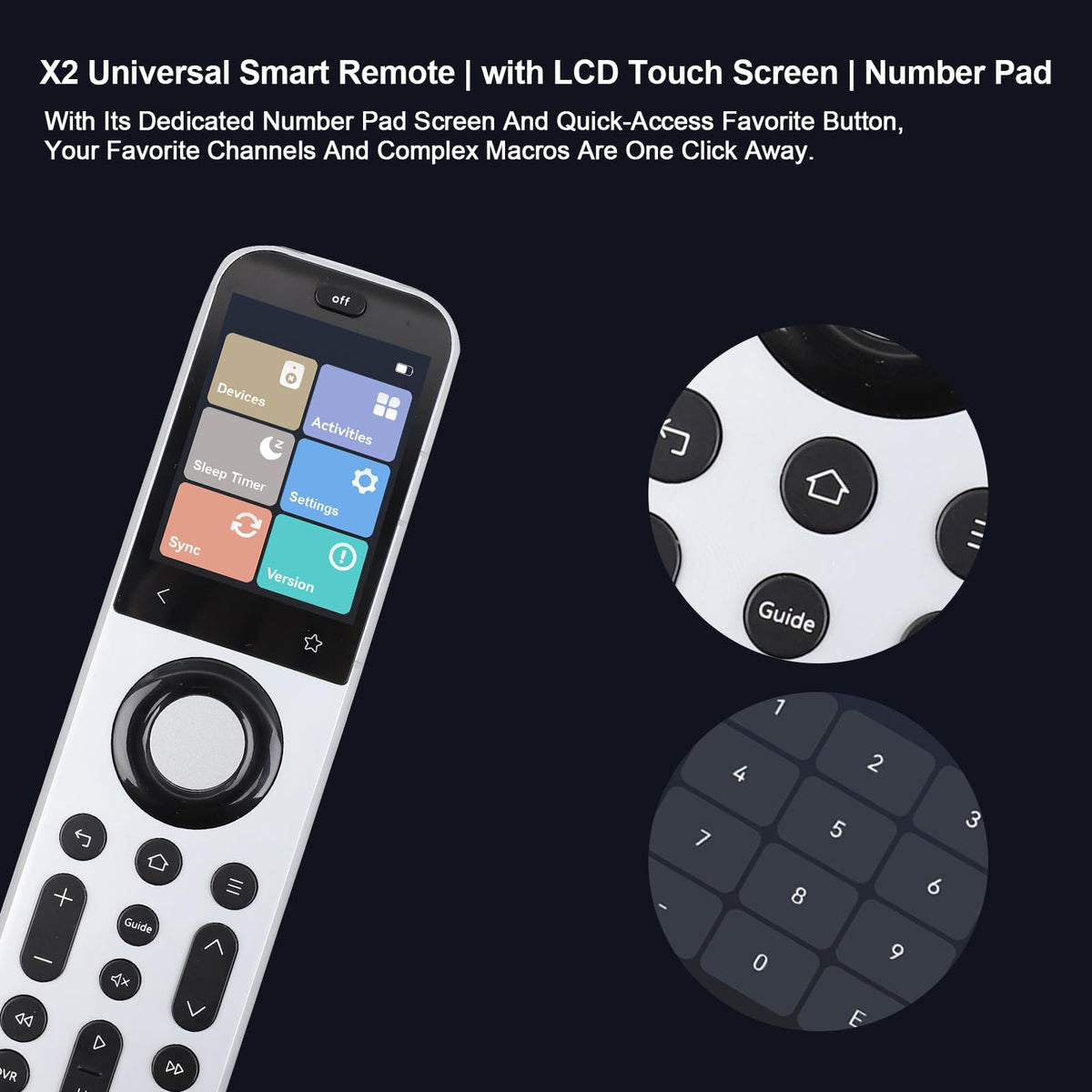 SofaBaton X2 backlit raise-to-wake screen for easy use in the dark.