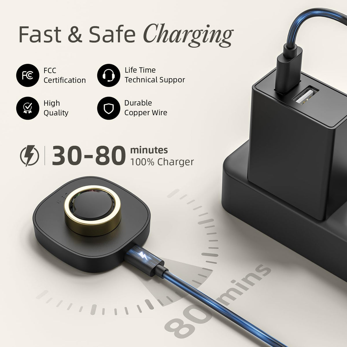 SOFTGAS Ring Gen3 Size 8 charger with USB-C cable included
