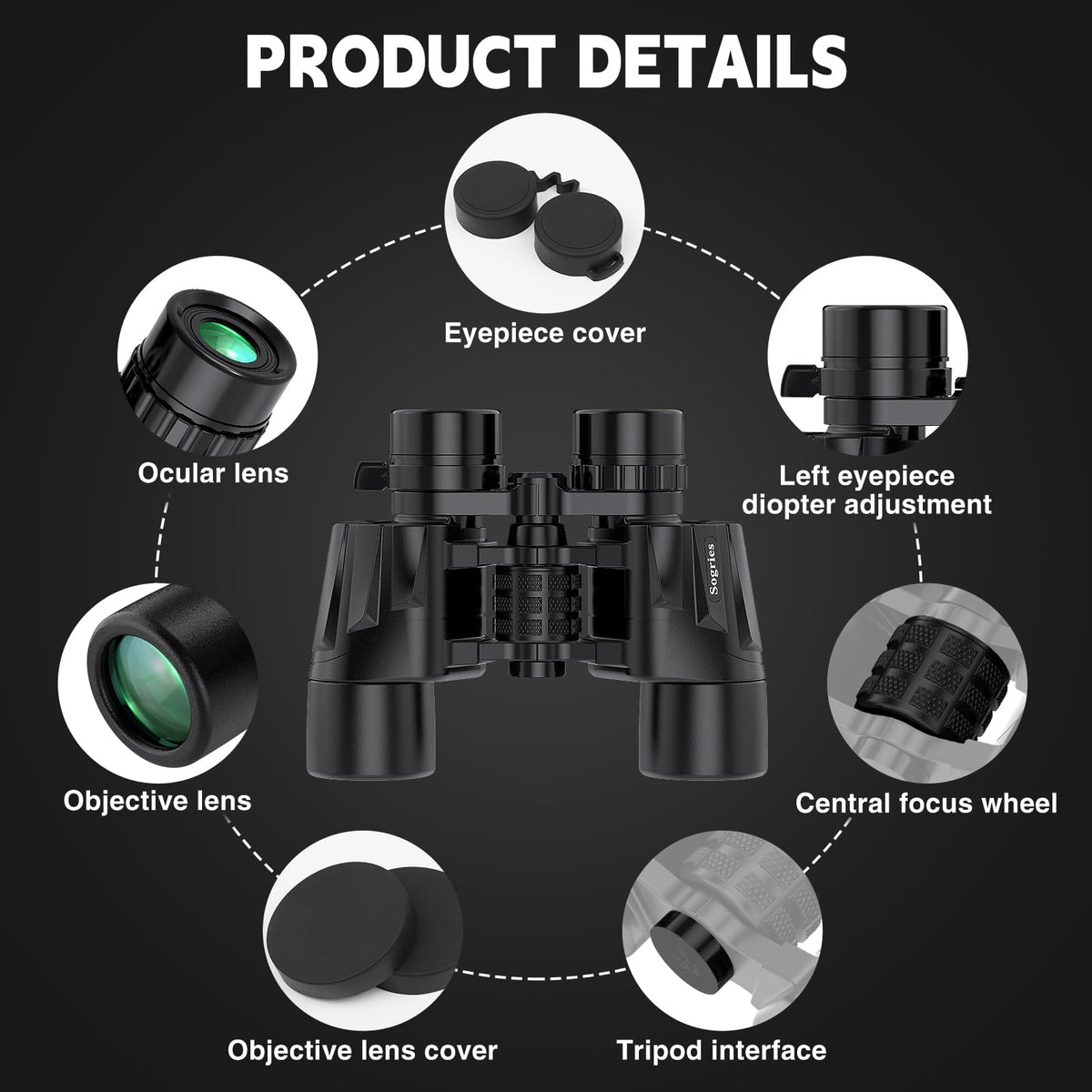 Sogries 12x50 binoculars IPX7 waterproof withstands rain and humidity