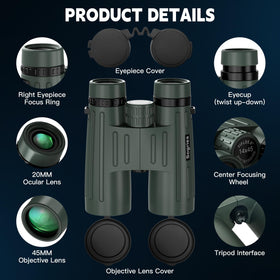 Sogries 14x45 binoculars with case and strap for travel and storage