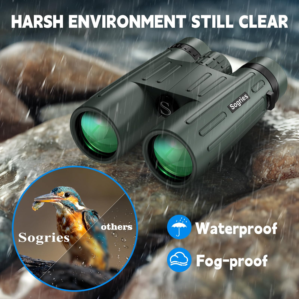 Sogries 14x45 binoculars on a tripod setup for stable long-range viewing