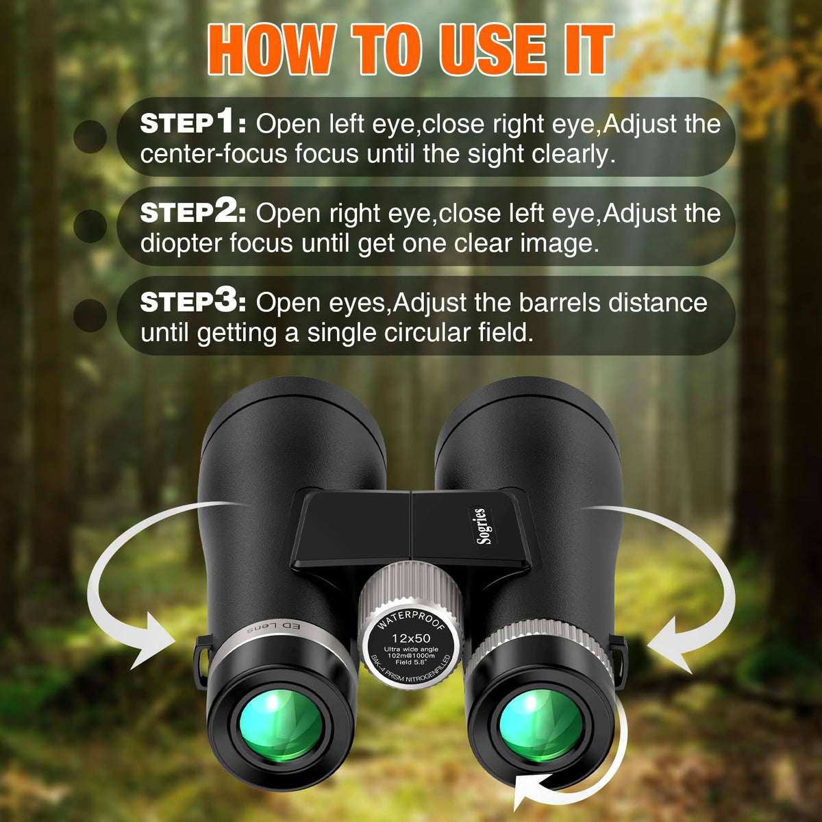 Sogries 12x50 FMC optics maximize light for bright, crisp viewing in low light.