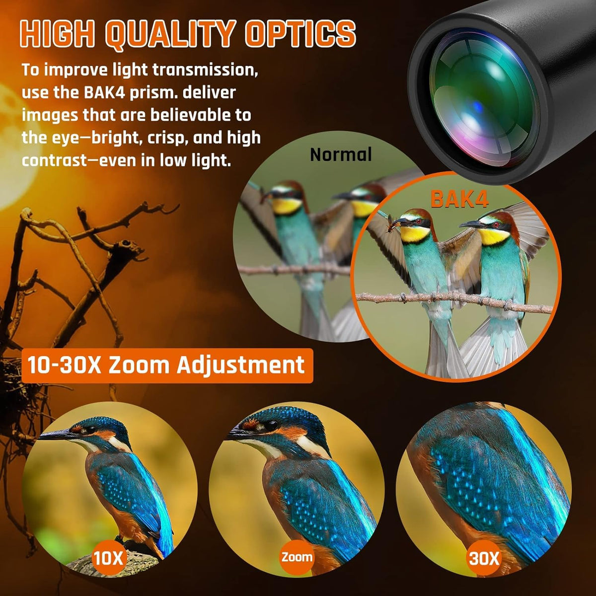 Sogries FMC lens binoculars ensure high-contrast, true-to-life detail