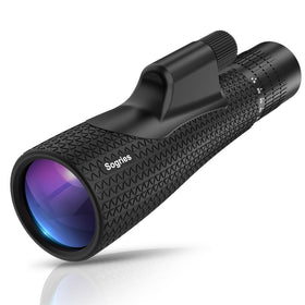 Sogries monocular front packaging showing product and features, ideal for travel