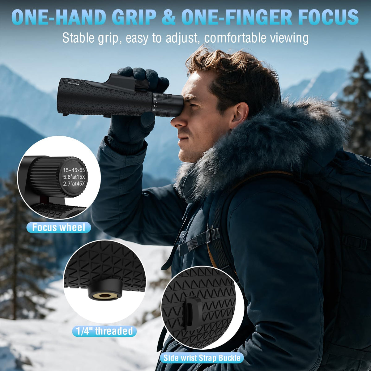 Sogries monocular mounted on tripod for stable long-distance observation