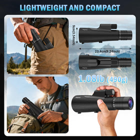 Sogries monocular held in hand showing compact size and easy one-handed use