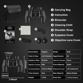 Sogries travel binoculars with cleaning cloth and case ready to go.