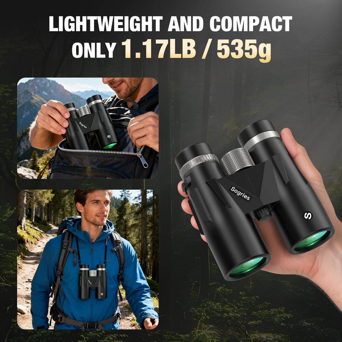 Sogries binoculars mounted on tripod showing stable hands-free viewing and filming