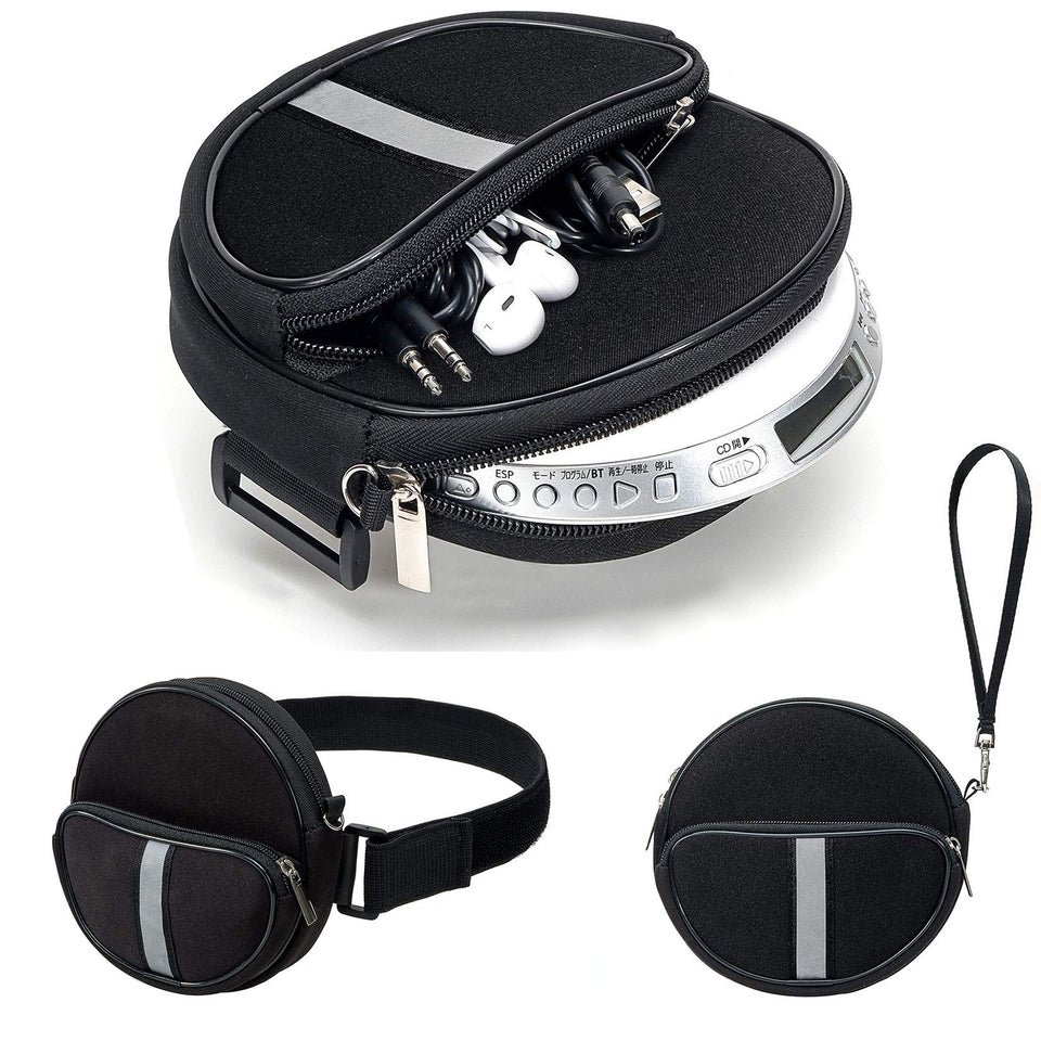 Soicpic portable CD player holder front view with wrist strap for hands-free carry