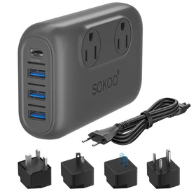 SOKOO front panel showing sockets and LED, clear device control and convenience