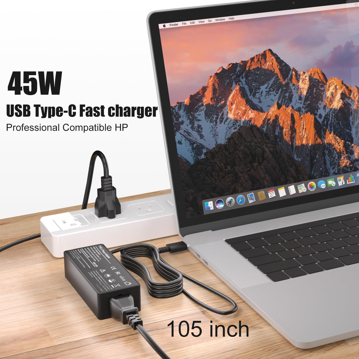 Includes SOLICE 45W USB-C adapter and user manual for setup.