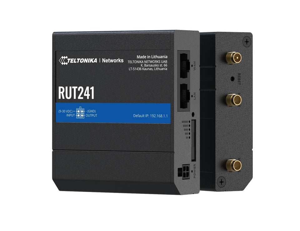 Solid Signal RUT241 front view showing rugged design for harsh industrial environments and remote monitoring