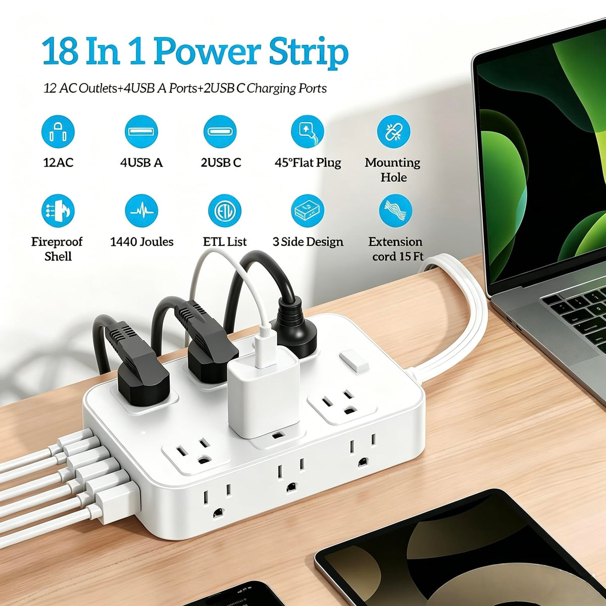 Solidock flat plug close-up highlighting slim profile for tight furniture spaces