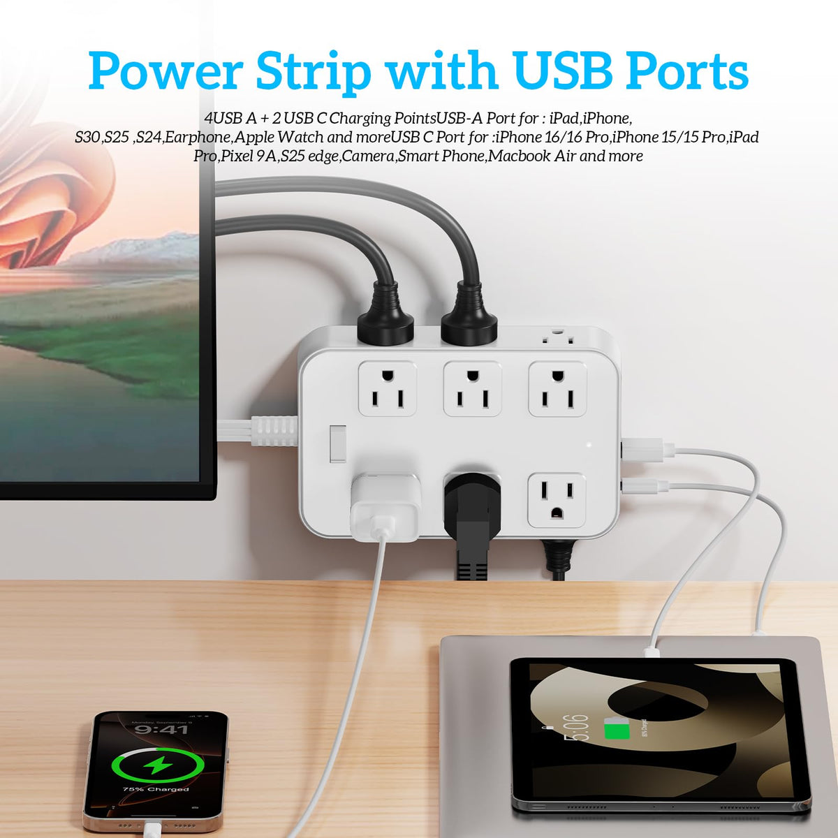 Solidock three-side outlet layout displaying widely spaced sockets to fit adapters
