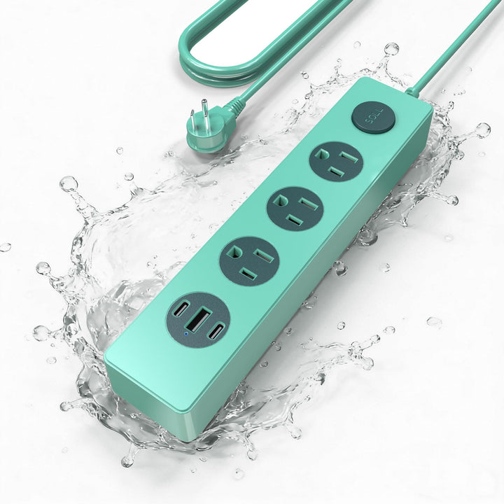 SOLL front view showing three outlets and three USB ports, convenient charging