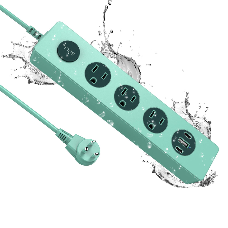 SOLL front view showing three outlets and three USB ports, durable outdoor benefit